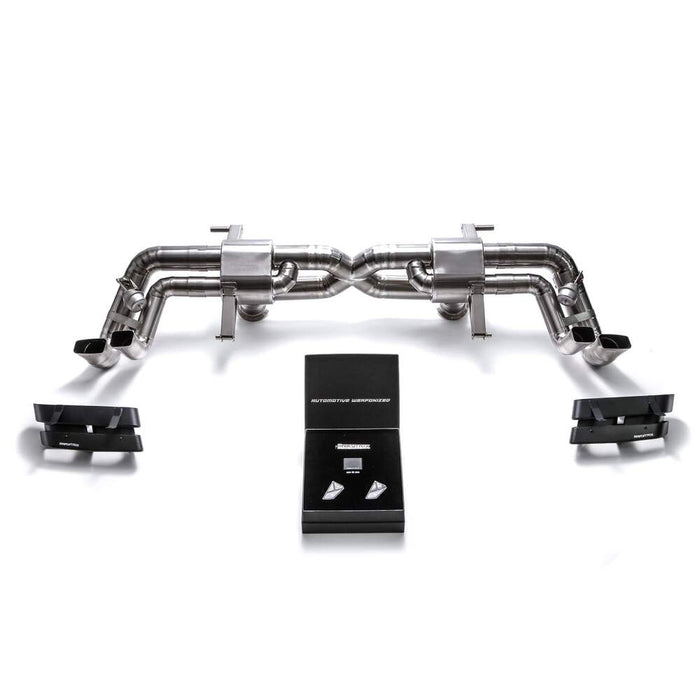 Armytrix X-pipe mufflers + Valvetronic tail pipe section + Wireless remote control kits + Dual Carbon tips for Audi R8 MKII V10 Plus 5.2 FSI Coupe/Spyder (2016-2018) - AUR13-DC22