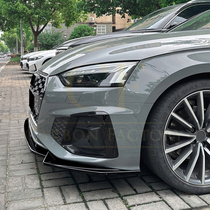 V Style Gloss Black Front Splitter for Audi B9 A5 S Line & S5 21-24