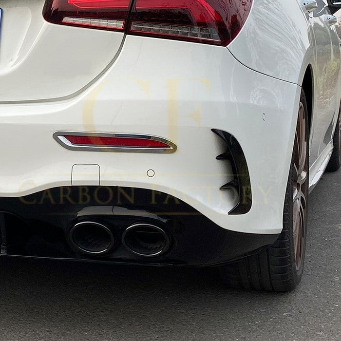 Gloss Black Rear Bumper Trims for Mercedes Benz W177 A Class Saloon 18-25 (Replacement)