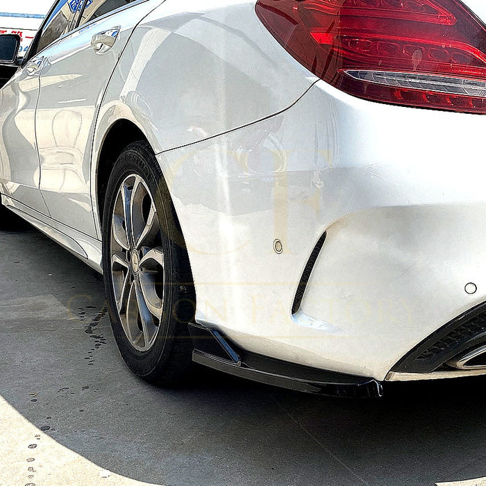 Gloss Black Rear Bumper Spats for Mercedes Benz W205 C Class Saloon 15-21