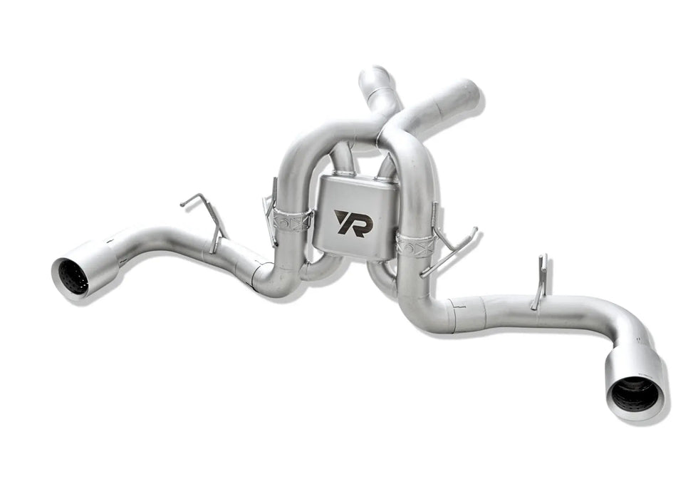 Yonristic McLaren 570 extended X-pipe exhaust - angled system view