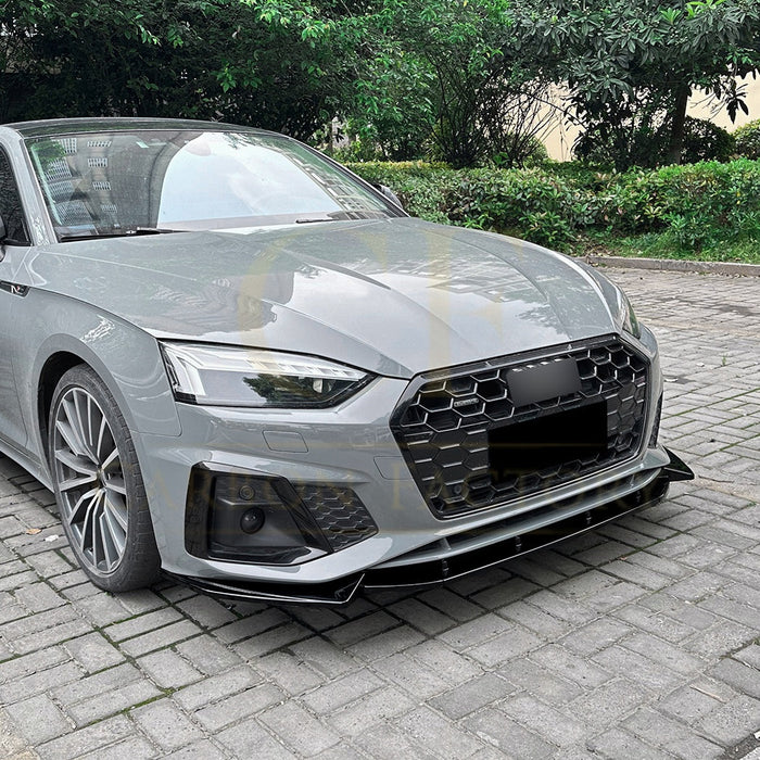 V Style Gloss Black Front Splitter for Audi B9 A5 S Line & S5 21-24
