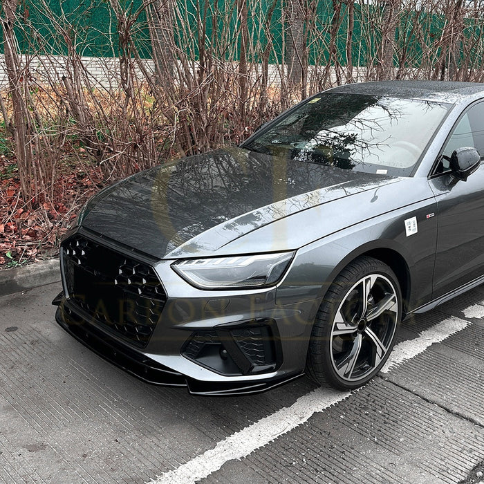 V Style Gloss Black Front Splitter for Audi A4 B9.5 S Line & S4 20-25