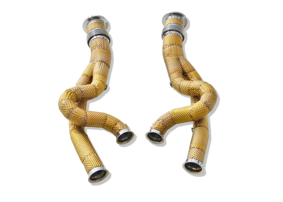 Yonristic Revuelto F1 valved exhaust package - header angled view
