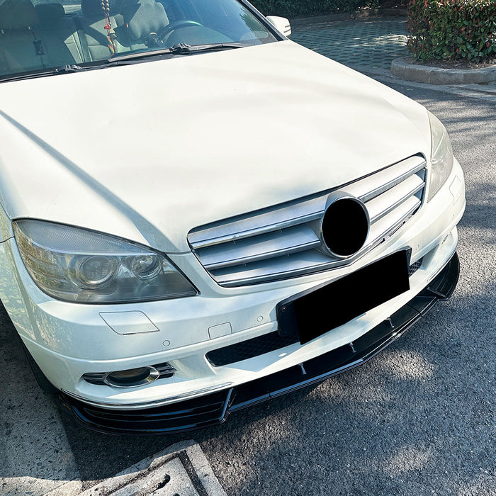 V Style Gloss Black Front Splitter for Mercedes Benz W204 C Class Standard Model 08-10