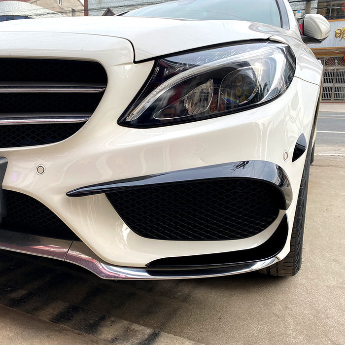 Gloss Black Front Canards (6 pcs) for Mercedes Benz W205 C Class 15-18