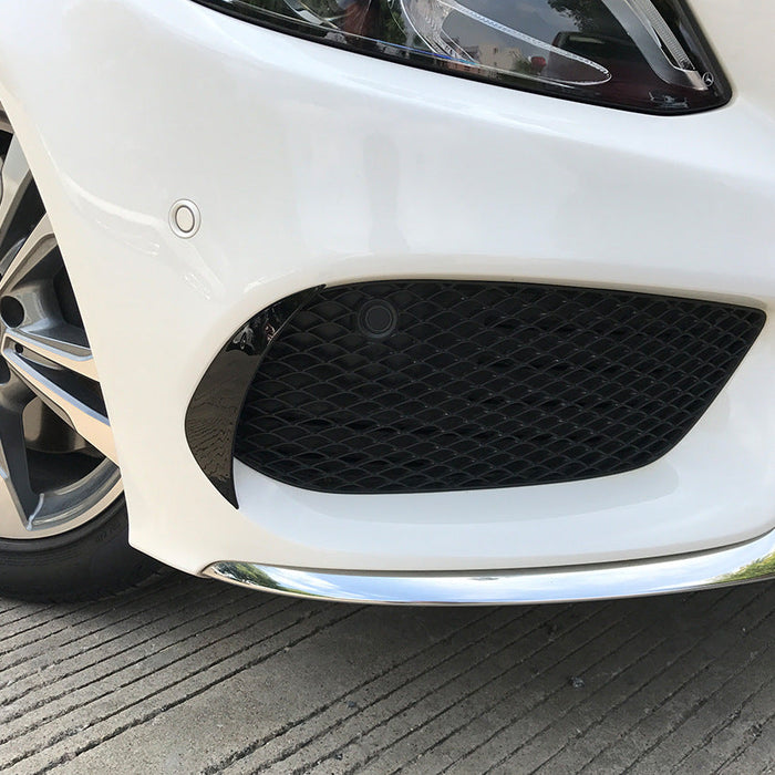 Gloss Black Front Canards (2 pcs) for Mercedes Benz W205 C Class 15-18