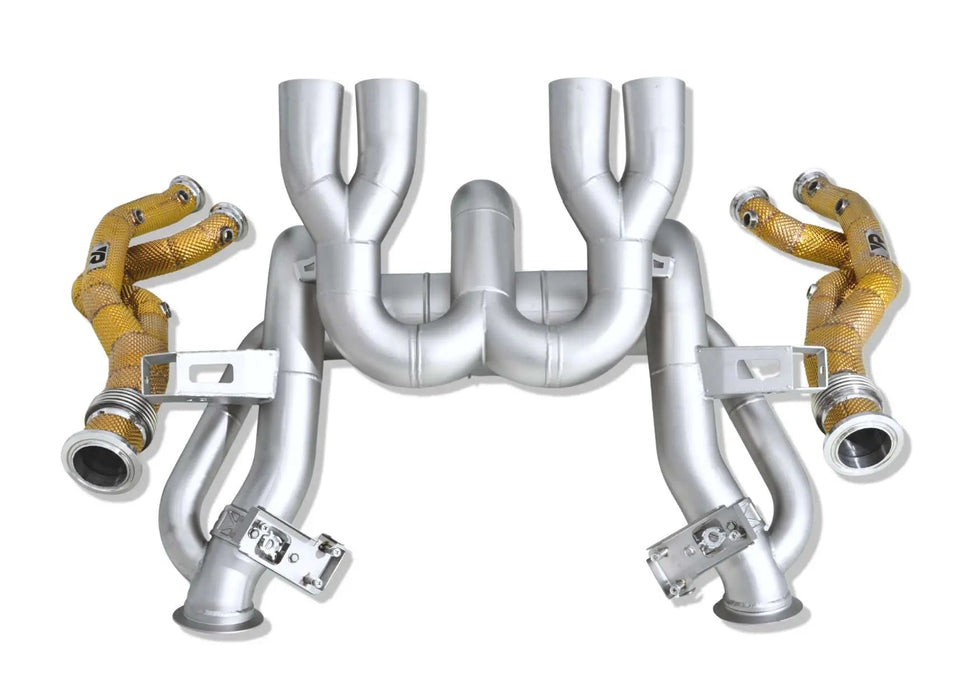 Yonristic Revuelto F1 valved exhaust package - extended X-pipe crossover detail