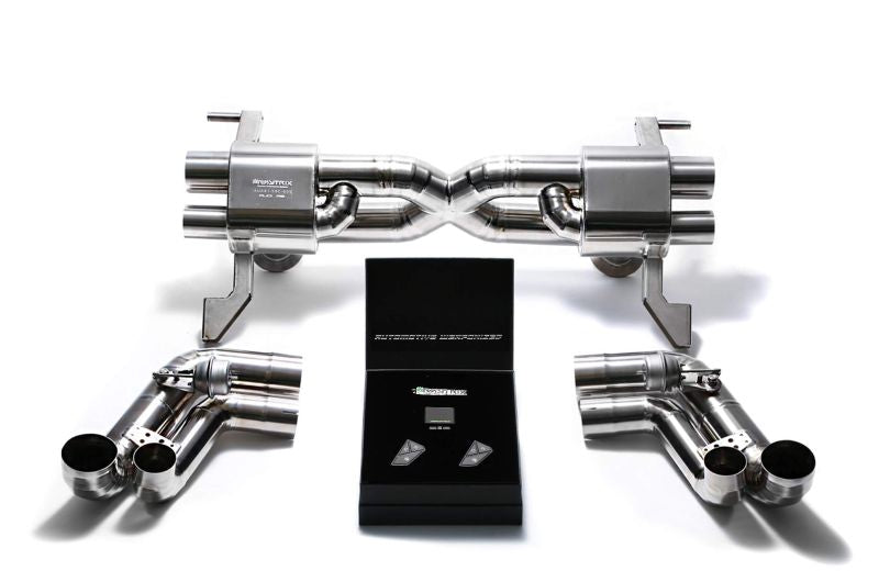 Silencieux Armytrix en acier inoxydable en forme de X + section de tuyau d'échappement Valvetronic + kits de télécommande sans fil pour Audi R8 MKI V10 5.2 FSI Coupé / Spider (2009-2012)