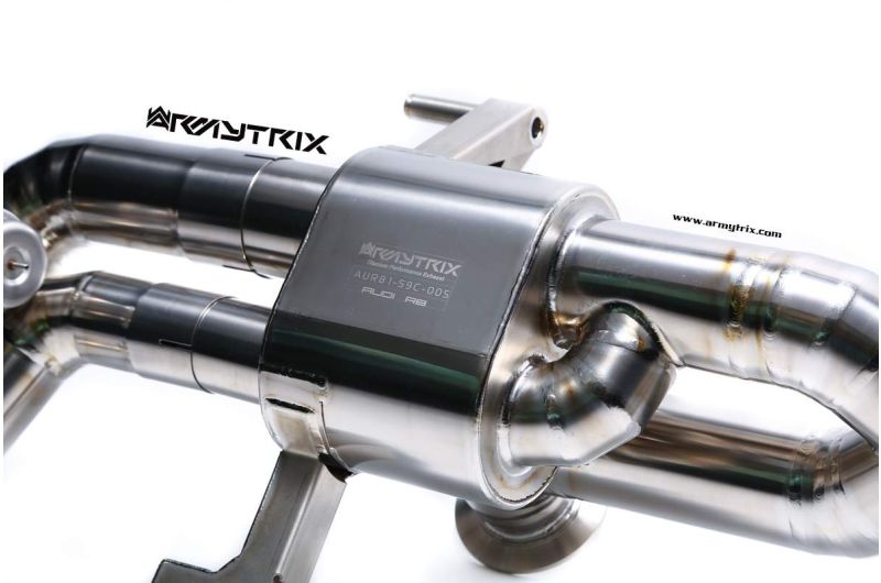 Silencieux Armytrix en acier inoxydable en forme de X + section de tuyau d'échappement Valvetronic + kits de télécommande sans fil pour Audi R8 MKI V10 5.2 FSI Coupé / Spider (2009-2012)