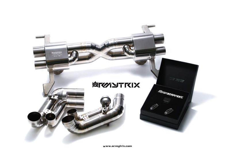 Silencieux Armytrix en acier inoxydable en forme de X + section de tuyau d'échappement Valvetronic + kits de télécommande sans fil pour Audi R8 MKI V10 5.2 FSI Coupé / Spider (2009-2012)