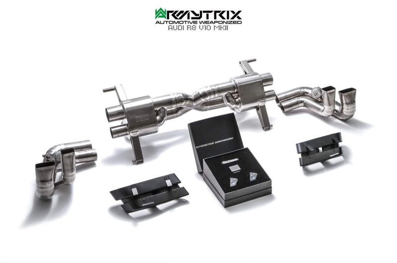 Audi R8 MKII V10 Plus 5.2 FSI Coupe/Spyder (2016-2018) - X-pipe mufflers + Valvetronic tail pipe section + Wireless remote control kits + Dual Carbon tips - Armytrix Exhausts