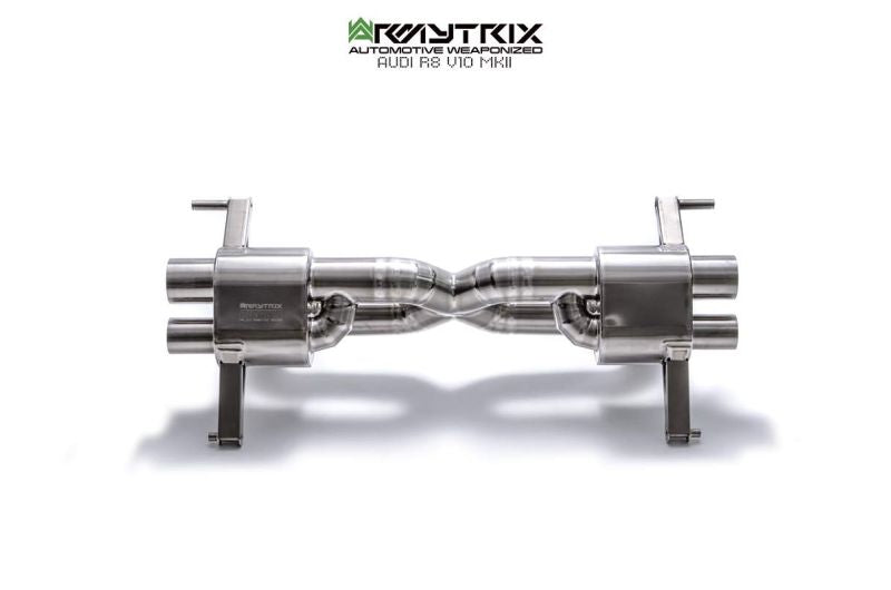 Audi R8 MKII V10 Plus 5.2 FSI Coupe/Spyder (2016-2018) - X-pipe mufflers + Valvetronic tail pipe section + Wireless remote control kits + Dual Carbon tips - Armytrix Exhausts