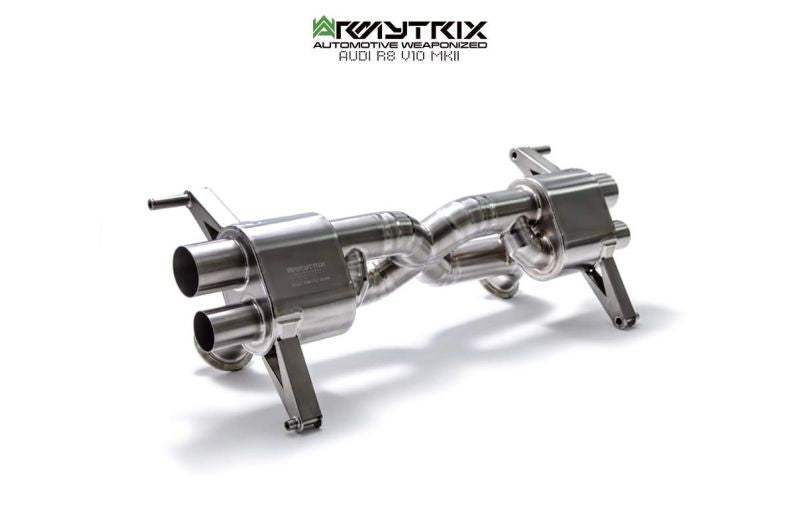 Audi R8 MKII V10 Plus 5.2 FSI Coupe/Spyder (2016-2018) - X-pipe mufflers + Valvetronic tail pipe section + Wireless remote control kits + Dual Carbon tips - Armytrix Exhausts