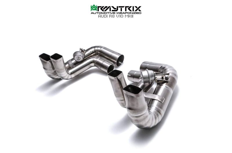 Audi R8 MKII V10 Plus 5.2 FSI Coupe/Spyder (2016-2018) - X-pipe mufflers + Valvetronic tail pipe section + Wireless remote control kits + Dual Carbon tips - Armytrix Exhausts