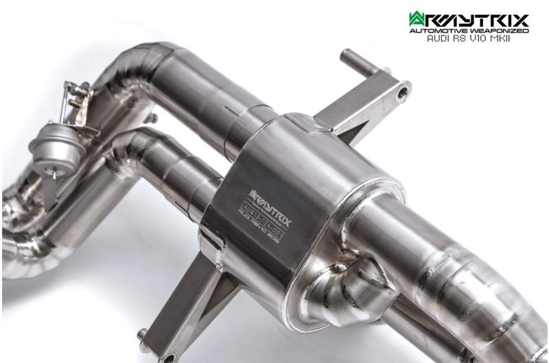 Audi R8 MKII V10 Plus 5.2 FSI Coupe/Spyder (2016-2018) - X-pipe mufflers + Valvetronic tail pipe section + Wireless remote control kits + Dual Carbon tips - Armytrix Exhausts