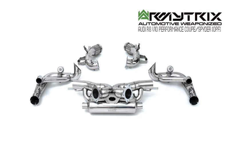 Silencieux Armytrix X-pipe + Adaptateurs de silencieux Valvetronic + Kits de télécommande sans fil (OWRC) pour Audi R8 MKII V10 Performance Coupé/Spyder OPF (2019-Présent)