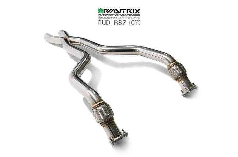 Kit Armytrix pour Audi RS6 C7 (2013-2019) : tube en Y avant, tube de liaison, tube intermédiaire avec résonateur, silencieux Valvetronic et télécommande sans fil.