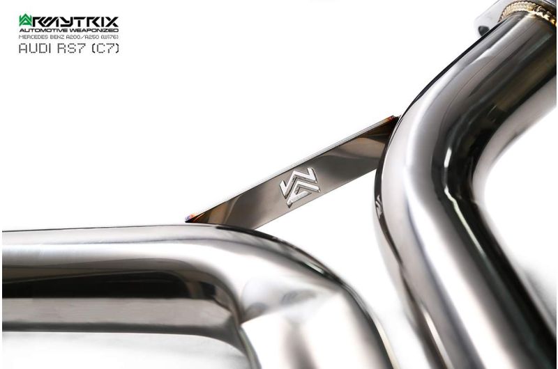 Kit Armytrix pour Audi RS6 C7 (2013-2019) : tube en Y avant, tube de liaison, tube intermédiaire avec résonateur, silencieux Valvetronic et télécommande sans fil.