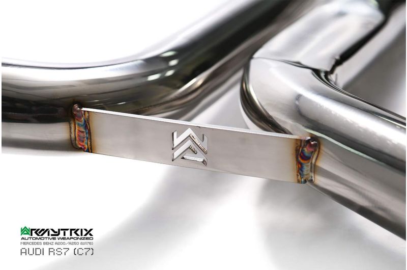 Kit Armytrix pour Audi RS6 C7 (2013-2019) : tube en Y avant, tube de liaison, tube intermédiaire avec résonateur, silencieux Valvetronic et télécommande sans fil.