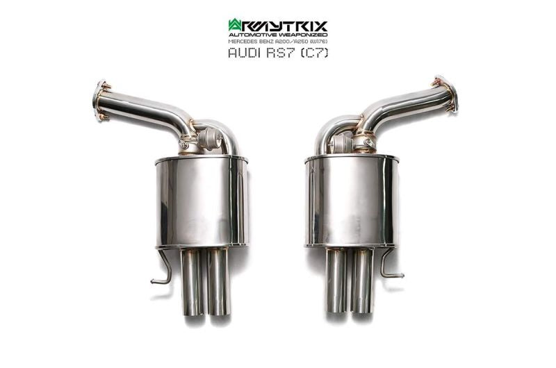 Kit Armytrix pour Audi RS6 C7 (2013-2019) : tube en Y avant, tube de liaison, tube intermédiaire avec résonateur, silencieux Valvetronic et télécommande sans fil.