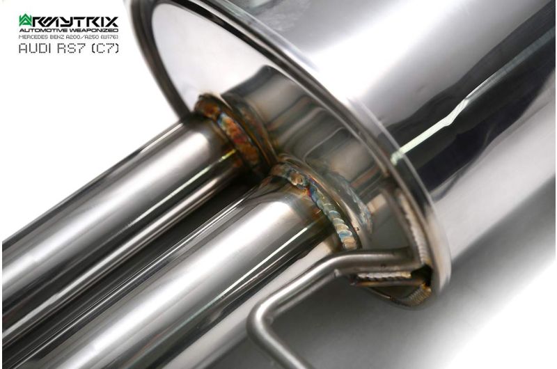 Kit Armytrix pour Audi RS6 C7 (2013-2019) : tube en Y avant, tube de liaison, tube intermédiaire avec résonateur, silencieux Valvetronic et télécommande sans fil.