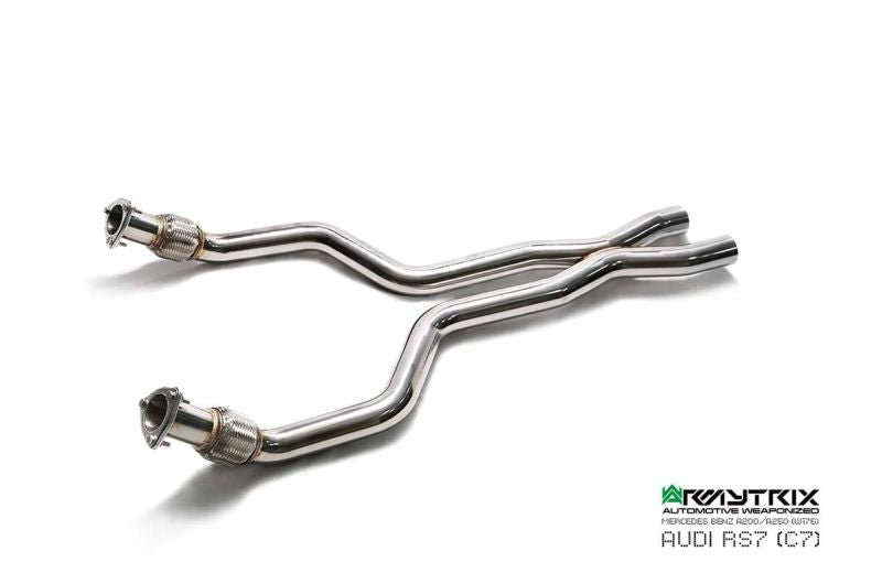 Kit Armytrix pour Audi RS6 C7 (2013-2019) : tube en Y avant, tube de liaison, tube intermédiaire avec résonateur, silencieux Valvetronic et télécommande sans fil.
