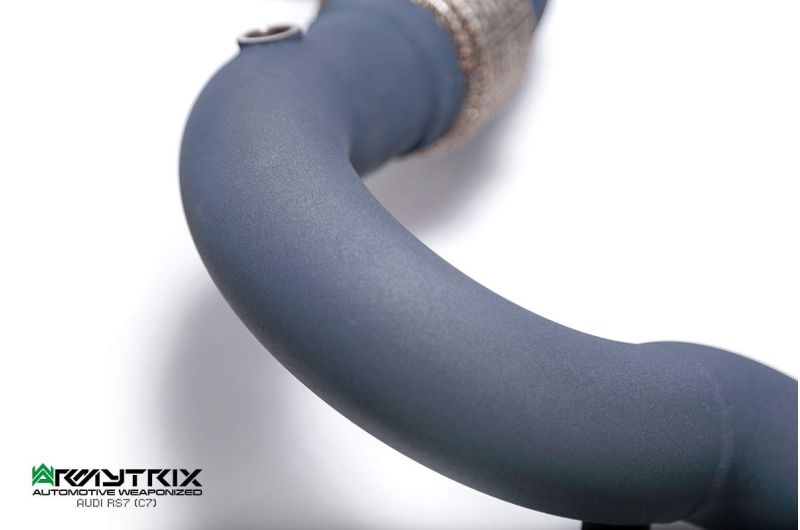 Kit Armytrix pour Audi RS6 C7 (2013-2019) : tube en Y avant, tube de liaison, tube intermédiaire avec résonateur, silencieux Valvetronic et télécommande sans fil.