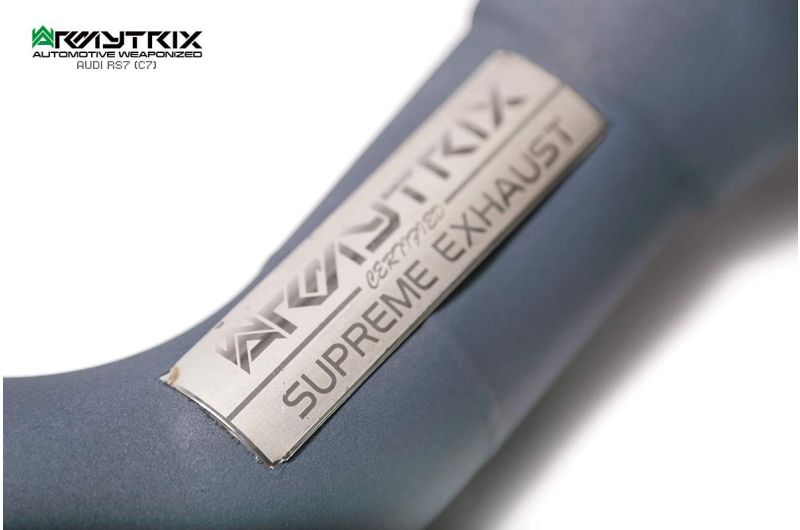 Kit Armytrix pour Audi RS6 C7 (2013-2019) : tube en Y avant, tube de liaison, tube intermédiaire avec résonateur, silencieux Valvetronic et télécommande sans fil.
