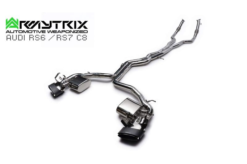 Audi RS6 C8 (2019-Present) - Front Pipes + Mid X Pipe + Mid Pipe 2 + Valvetronic Mufflers + Dual Carbon Oval Tips - Armytrix Exhausts