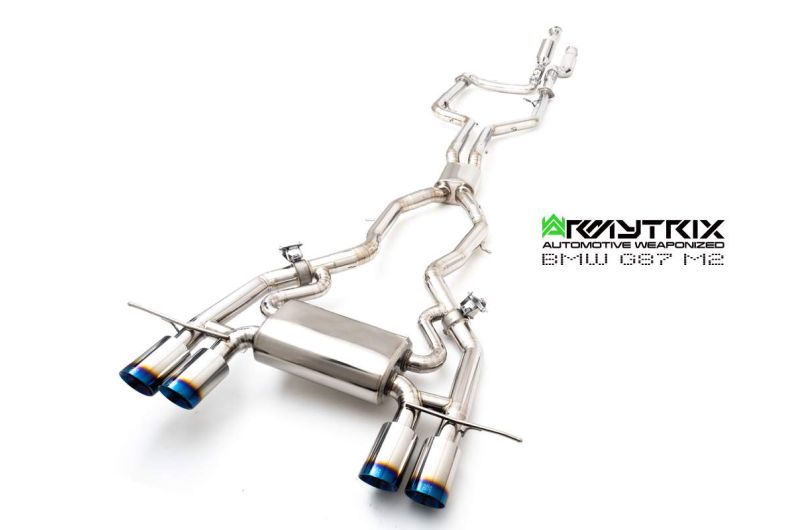 BMW G87 M2 Titanium (2023-Present) - Titanium Series OPF-Delete Single-Tube Front Pipe + Mid Pipe + Valvetronic Mufflers + Quad Titanium Tips - Armytrix Exhausts