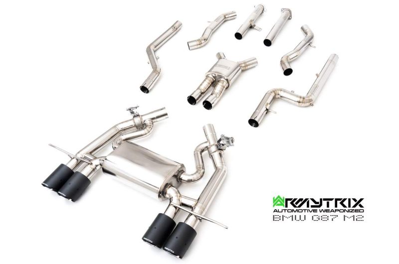 BMW G87 M2 Titanium (2023-Present) - Titanium Series OPF-Delete Single-Tube Front Pipe + Mid Pipe + Valvetronic Mufflers + Quad Titanium Tips - Armytrix Exhausts
