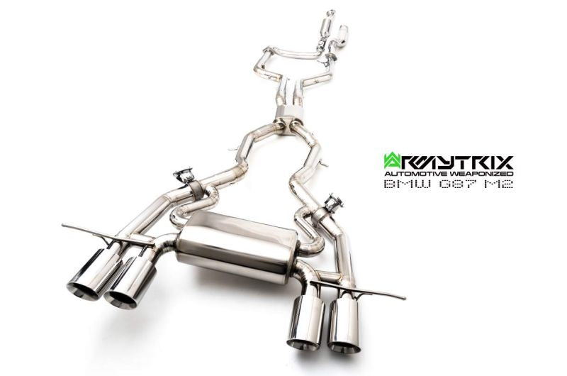 BMW G87 M2 Titanium (2023-Present) - Titanium Series OPF-Delete Single-Tube Front Pipe + Mid Pipe + Valvetronic Mufflers + Quad Titanium Tips - Armytrix Exhausts