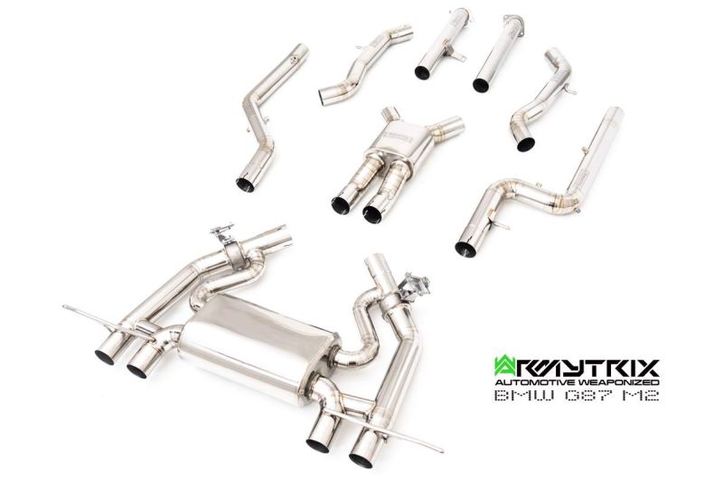 BMW G87 M2 Titanium (2023-Present) - Titanium Series OPF-Delete Single-Tube Front Pipe + Mid Pipe + Valvetronic Mufflers + Quad Titanium Tips - Armytrix Exhausts