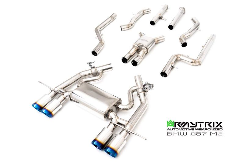 BMW G87 M2 Titanium (2023-Present) - Titanium Series OPF-Delete Single-Tube Front Pipe + Mid Pipe + Valvetronic Mufflers + Quad Titanium Tips - Armytrix Exhausts