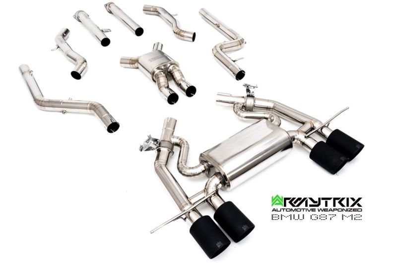 BMW G87 M2 Titanium (2023-Present) - Titanium Series OPF-Delete Single-Tube Front Pipe + Mid Pipe + Valvetronic Mufflers + Quad Titanium Tips - Armytrix Exhausts