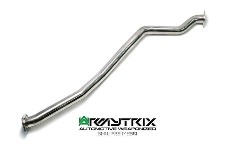 Système d'échappement Armytrix Valvetronic : collecteur avant en Y, collecteur intermédiaire, silencieux Valvetronic, kit de télécommande sans fil et doubles embouts chromés argentés pour BMW F20/F21 M135i (2012-2015)