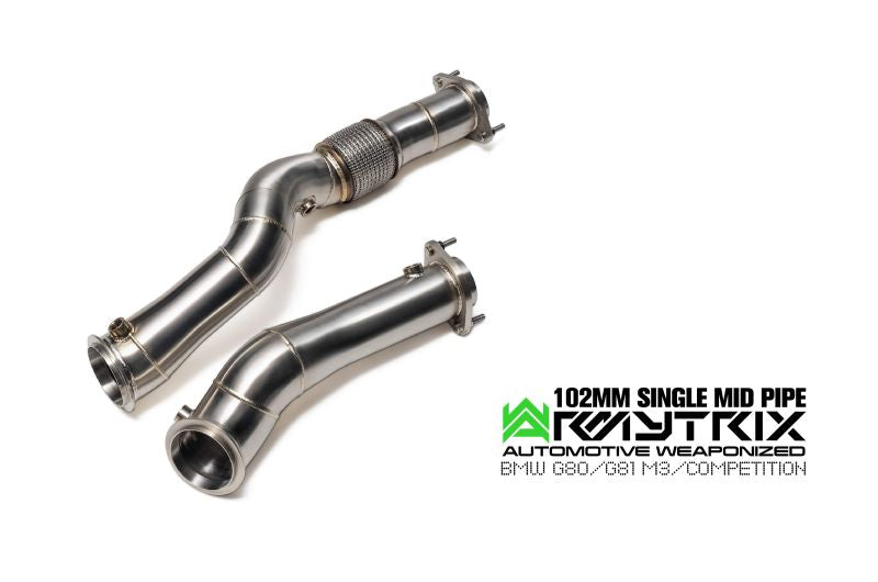 G80 G81 M3/M3 Competition 102mm Single Mid Pipe (2020-Present) valvetronic exhaust system - Armytrix Exhausts
