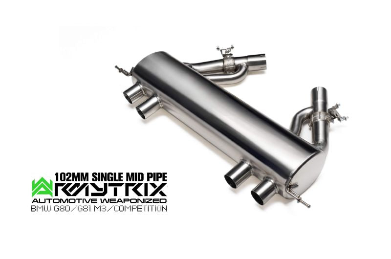 G80 G81 M3/M3 Competition 102mm Single Mid Pipe (2020-Present) valvetronic exhaust system - Armytrix Exhausts