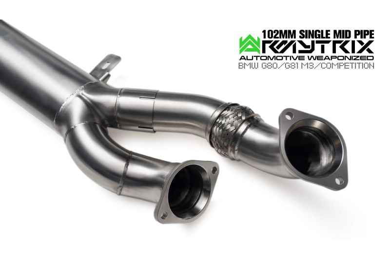 G80 G81 M3/M3 Competition 102mm Single Mid Pipe (2020-Present) valvetronic exhaust system - Armytrix Exhausts