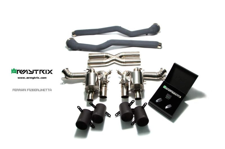 Tuyau d'échappement haute performance Armytrix en acier inoxydable avec revêtement céramique et simulateur de catalyseur pour Ferrari F12 (2012-2017)