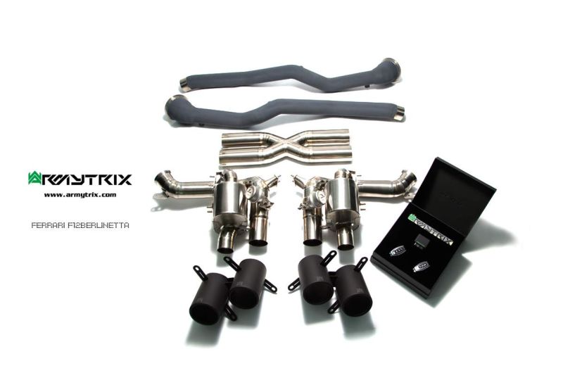 Tuyau d'échappement haute performance Armytrix en acier inoxydable avec revêtement céramique et simulateur de catalyseur pour Ferrari F12 (2012-2017)