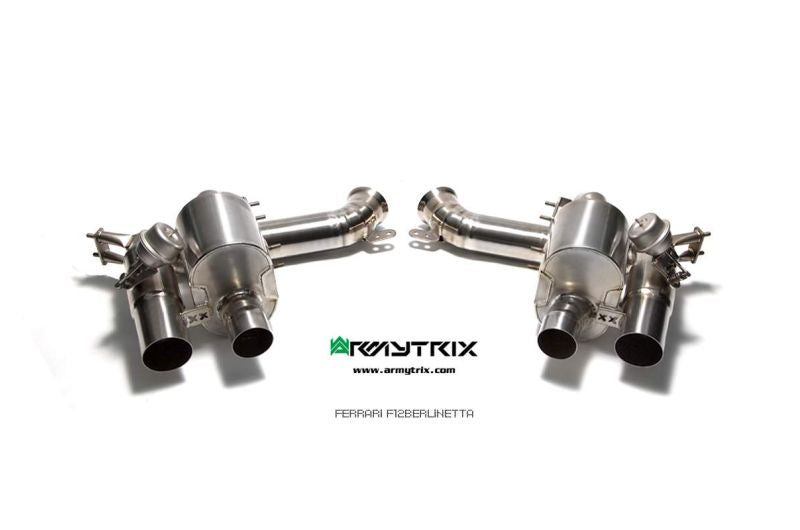 Tuyau d'échappement haute performance Armytrix en acier inoxydable avec revêtement céramique et simulateur de catalyseur pour Ferrari F12 (2012-2017)