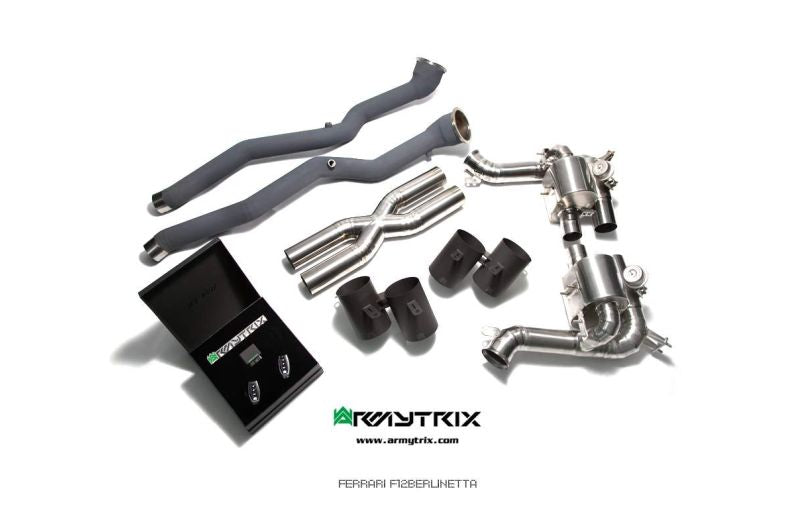 Tuyau d'échappement haute performance Armytrix en acier inoxydable avec revêtement céramique et simulateur de catalyseur pour Ferrari F12 (2012-2017)