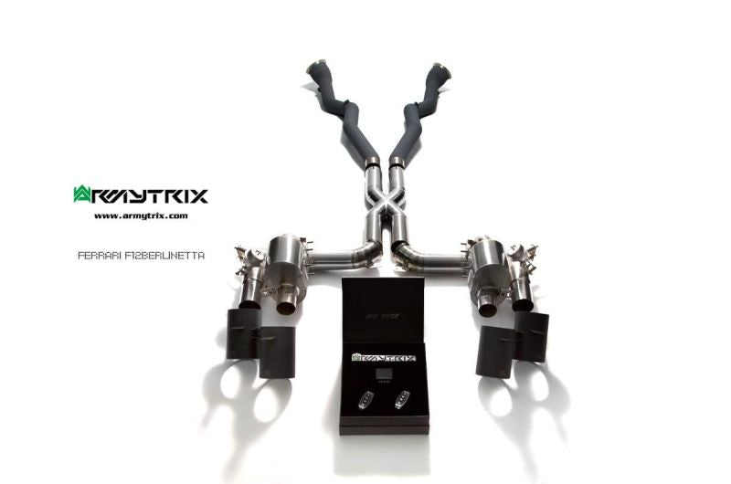 Tuyau d'échappement haute performance Armytrix en acier inoxydable avec revêtement céramique et simulateur de catalyseur pour Ferrari F12 (2012-2017)