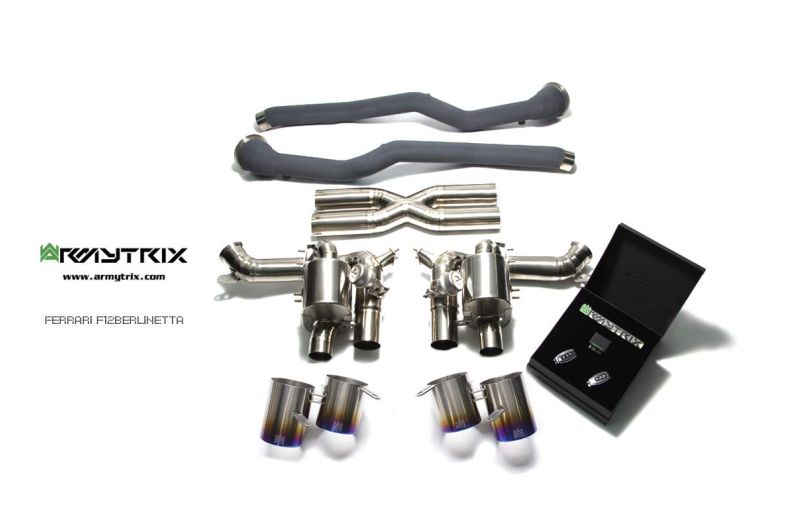 Tuyau d'échappement haute performance Armytrix en acier inoxydable avec revêtement céramique et simulateur de catalyseur pour Ferrari F12 (2012-2017)