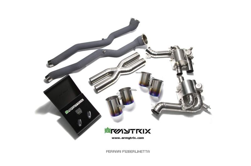 Tuyau d'échappement haute performance Armytrix en acier inoxydable avec revêtement céramique et simulateur de catalyseur pour Ferrari F12 (2012-2017)