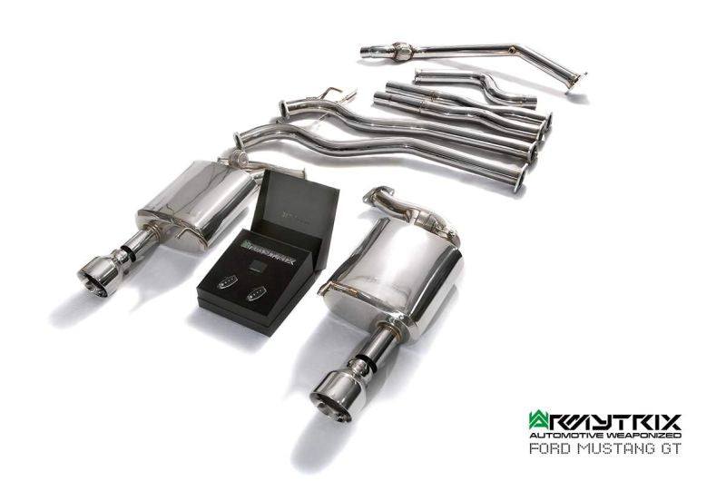 Tuyau d'échappement haute performance Armytrix à revêtement céramique avec simulateur de catalyseur et tuyau de liaison (remplace un côté du convertisseur catalytique) pour Ford Mustang GT Coupé 5.0 V8 MK6 (2015-2017)