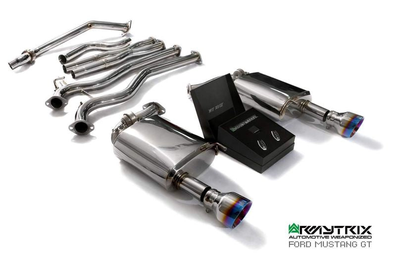 Tuyau d'échappement haute performance Armytrix à revêtement céramique avec simulateur de catalyseur et tuyau de liaison (remplace un côté du convertisseur catalytique) pour Ford Mustang GT Coupé 5.0 V8 MK6 (2015-2017)