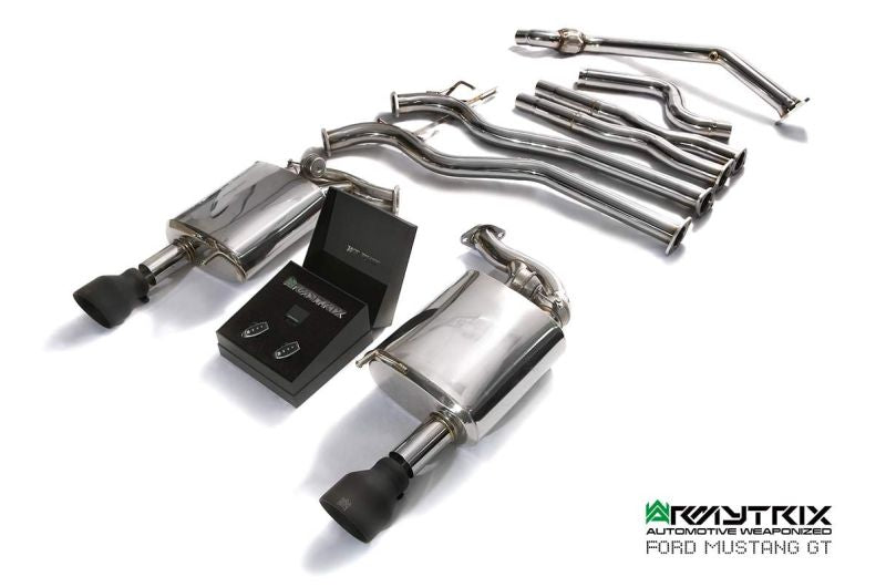 Tuyau d'échappement haute performance Armytrix à revêtement céramique avec simulateur de catalyseur et tuyau de liaison (remplace un côté du convertisseur catalytique) pour Ford Mustang GT Coupé 5.0 V8 MK6 (2015-2017)